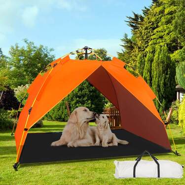 Dog Canopy Shade Shelter Tent for Large XL XXL Elevated Raised Dog Bed Cots,Outside Pet Sun Umbrella Outdoor Dog House, Quick Setup & No Assembly Needed, Orange 70