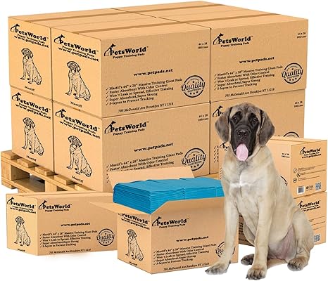 PETSWORLD 2XL Puppy Pads, 28x44 Inch, 1200 Count| Ultra-Absorbent, Leak-Proof Dog Pee Pads for Potty Training